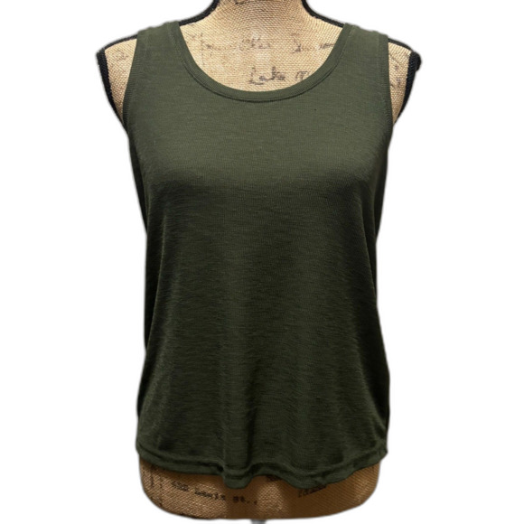 Madewell Eastover Tank Dried Olive Scoop Neck Ribbed Basic Layering Size XS - Picture 1 of 5